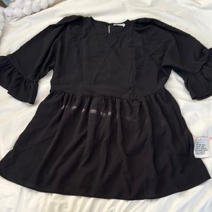 Black Ruffle Sleeve Dress